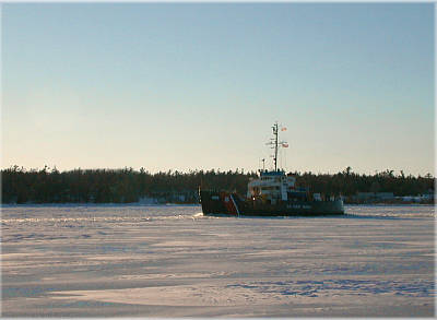 The cutter Acacia leaves the harbor a second time