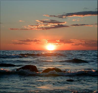 sunset over the bay