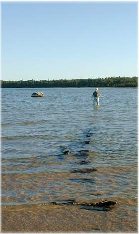 the shipwreck stretches a hundred feet from shore